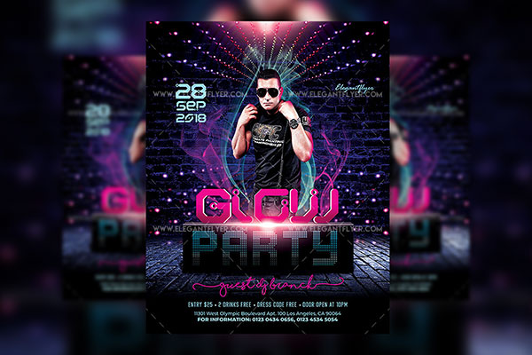 Modern Glowy DJ Event Flyer and Facebook Cover Template