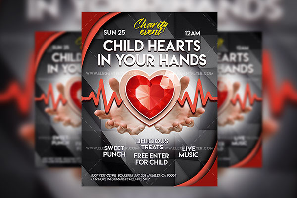 Modern Heartbeat Charity Event Flyer and Facebook Cover Template
