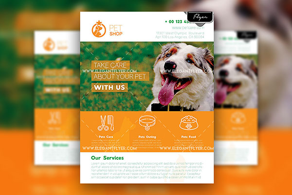 Modern Infographic Pet Shop Flyer Template and Facebook Cover flyer preview