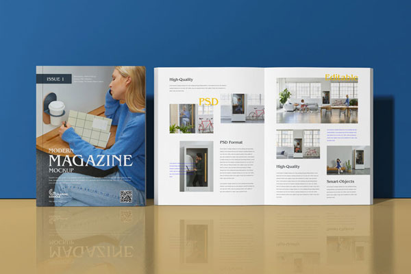 Modern Magazine Cover and Inner Pages Mockup