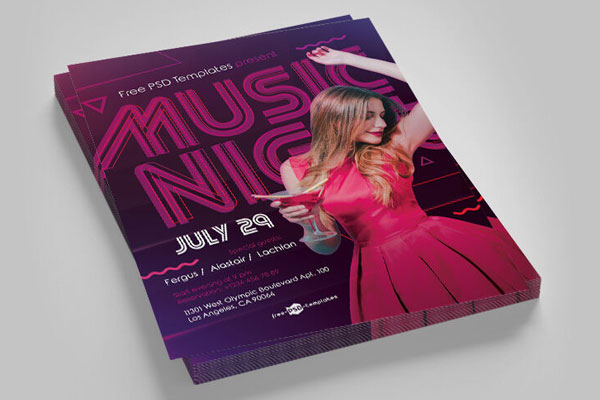 Modern Music Night Flyer and Facebook Cover Templates