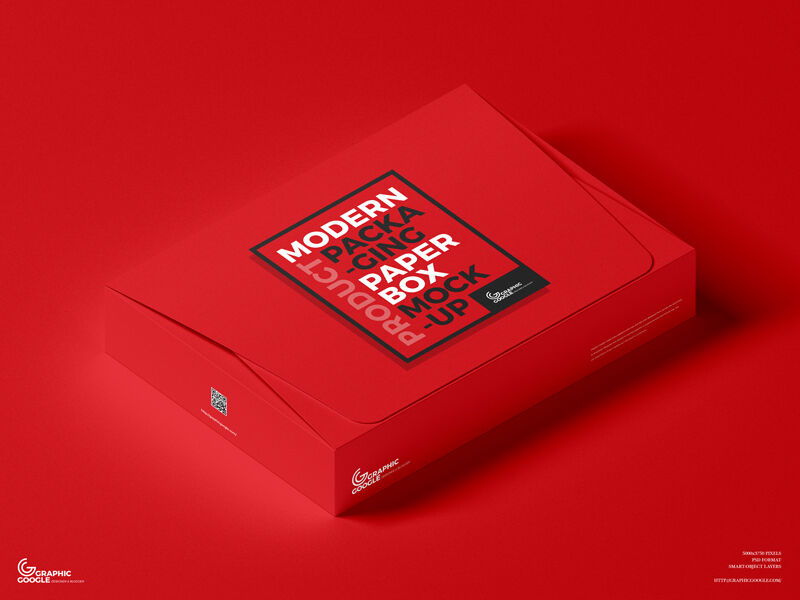 Modern Packaging Paper Box Mockup with a Top Flip Lid