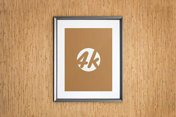 Modern Photo Frame on a Wooden Wall Mockup