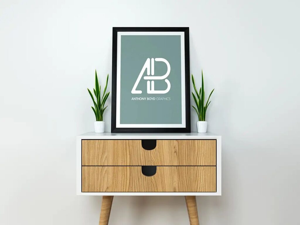 Modern Vertical Poster on a Desk Mockup