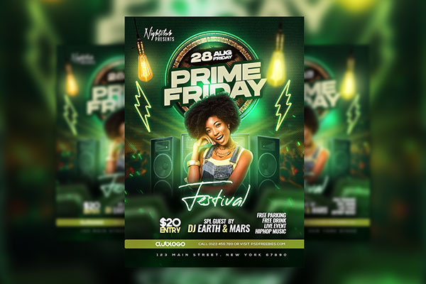 Modern Prime Friday Night Club Party Flyer Template
