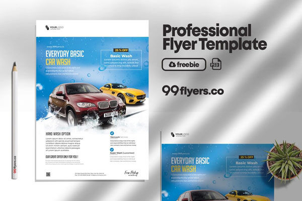 Modern Promotional Car Wash Services Flyer Template