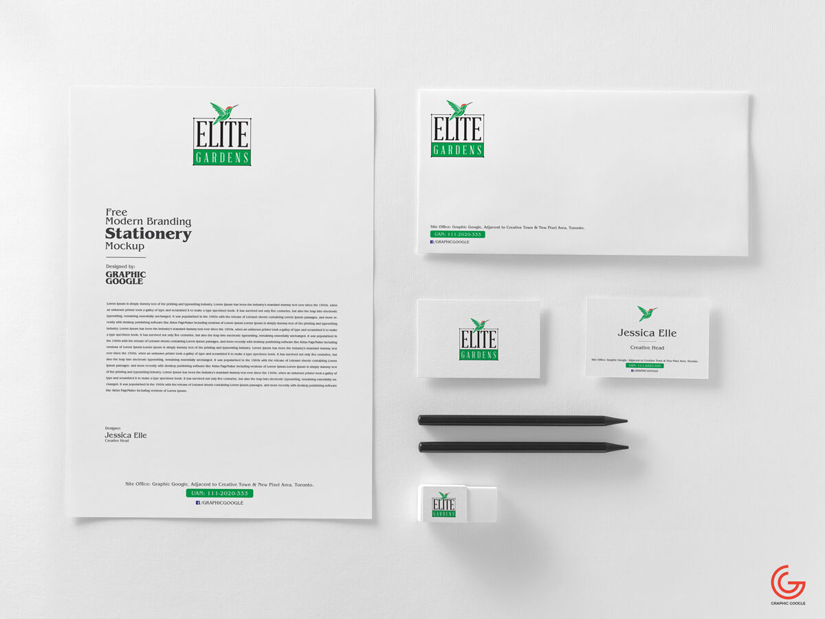 Modern Set of Stationery Branding Mockup FREE PSD