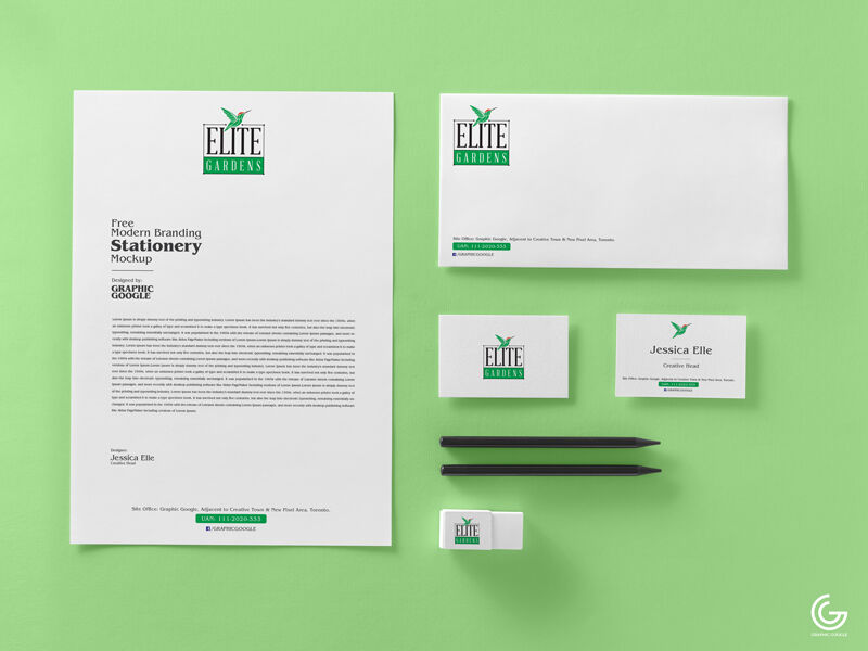 Modern Set of Stationery Branding Mockup