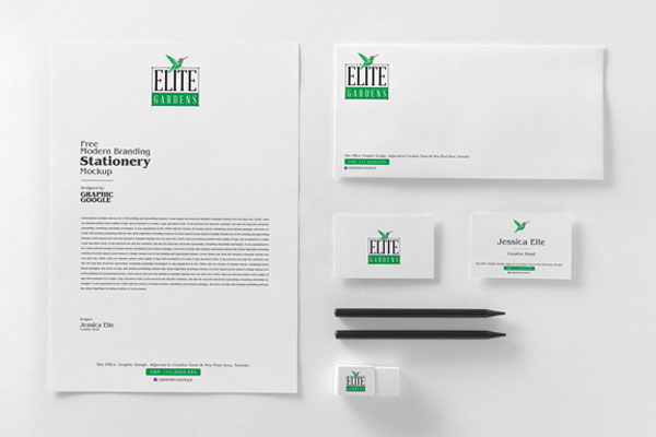 Modern Set of Stationery Branding Mockup