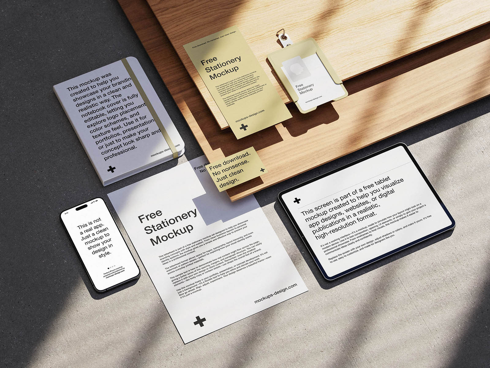 Free Modern Stationery Mockup PSD Template