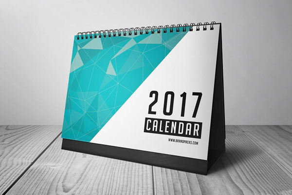 Modern Table Calendar Template Featuring Geometrical Patterns