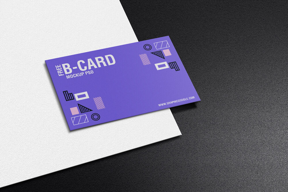 Top View of Modern Texture Business Card Mockup