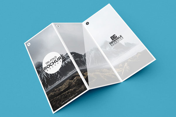 Modern Tri-Fold Brochure Spread Open Mockup