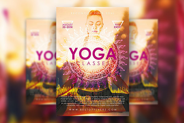 Modern Yoga Class Poster, Flyer, and Facebook Templates