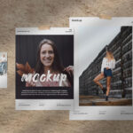 Moodboard with Three Papers Mockup