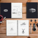 Moveable Collection of Stationery Objects on a Table Mockup