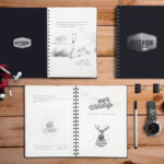 Moveable Collection of Stationery Objects on a Table Mockup