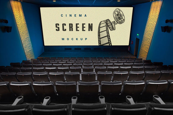 Movie Theater Screen Backseat View Mockup