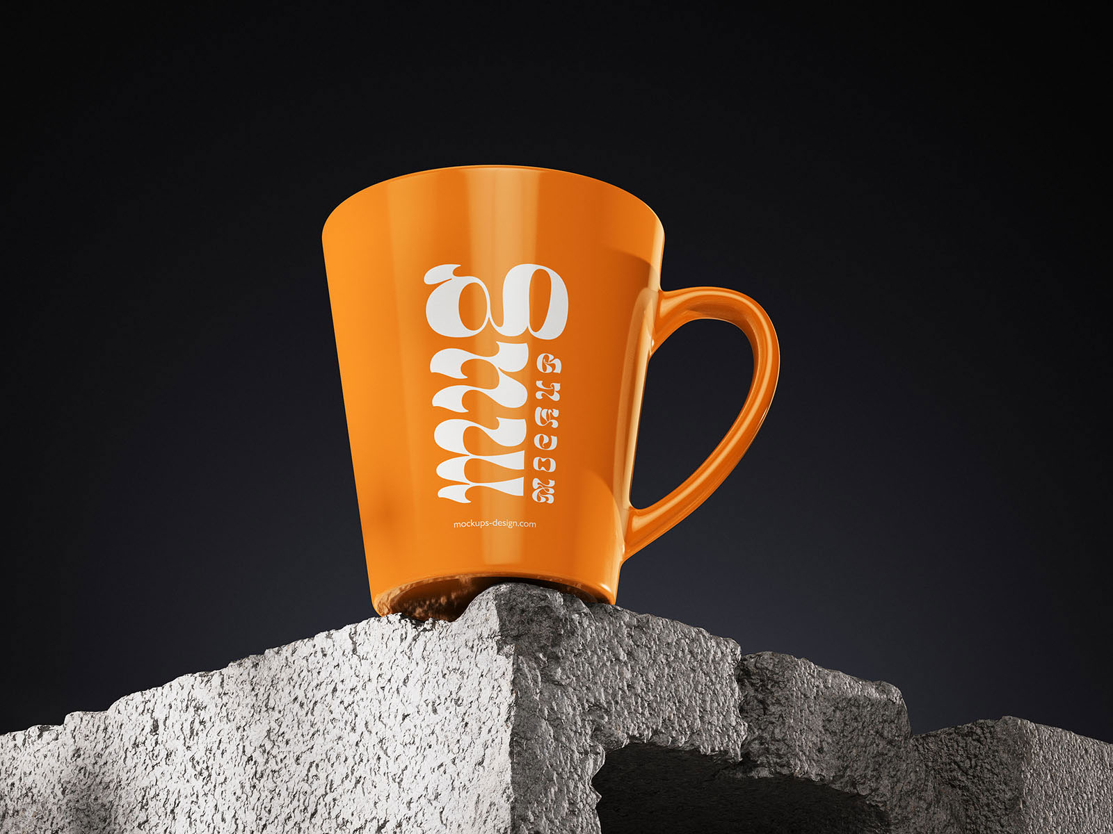 Free 5 Mug Mockup on Concrete Brick PSD Template