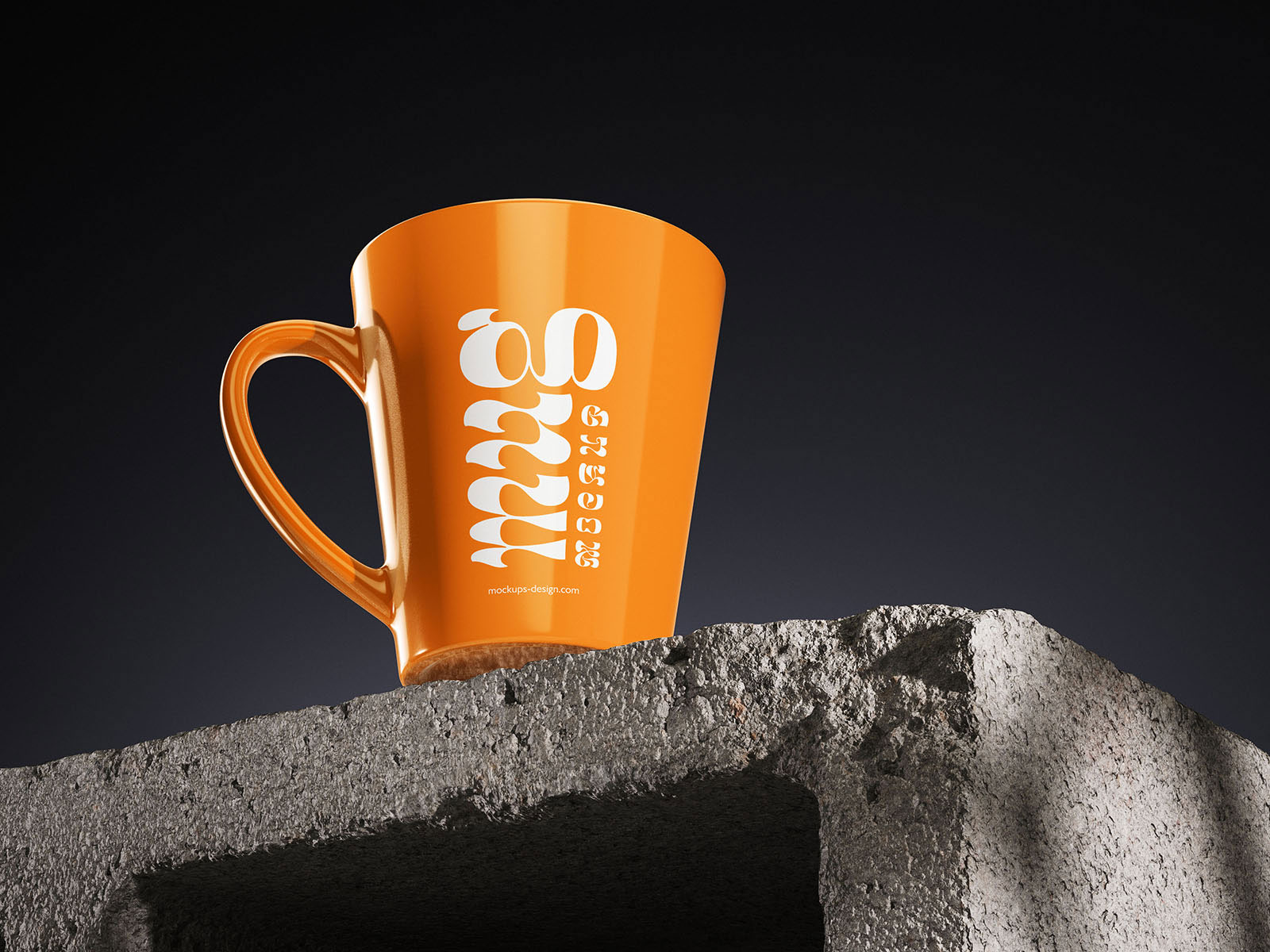 Free 5 Mug Mockup on Concrete Brick PSD Template