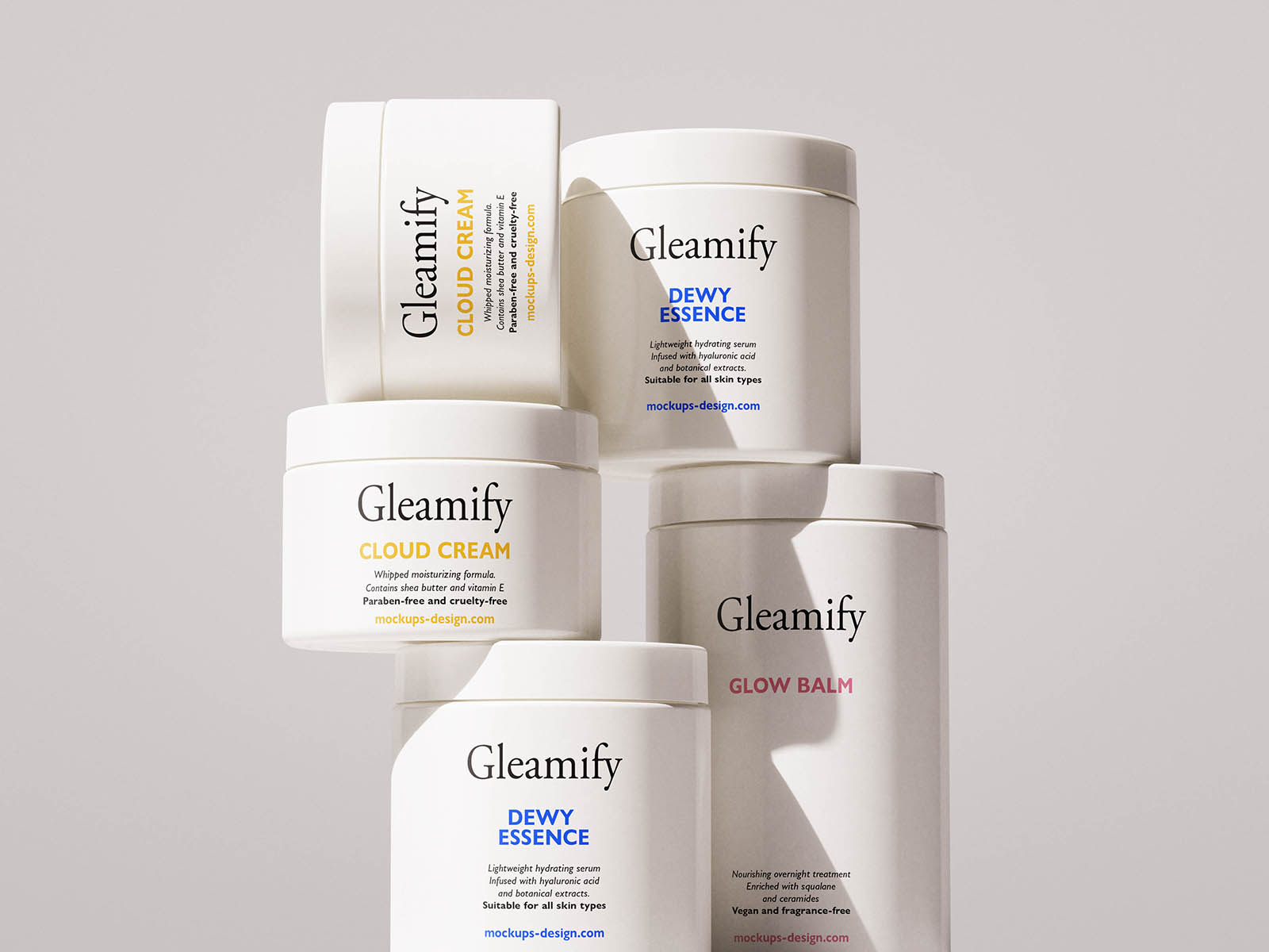 Free Multiple Cosmetic Jars Mockup PSD Template