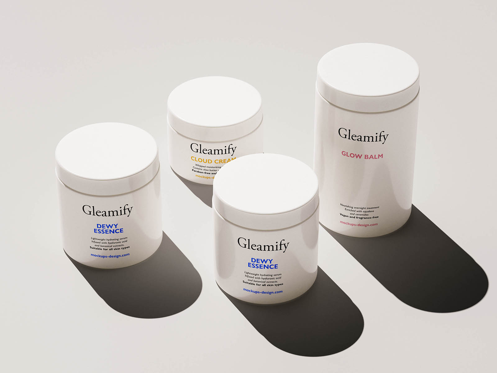 Free Multiple Cosmetic Jars Mockup PSD Template