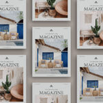 Multiple Grid Cover Magazines Mockup in Three Row