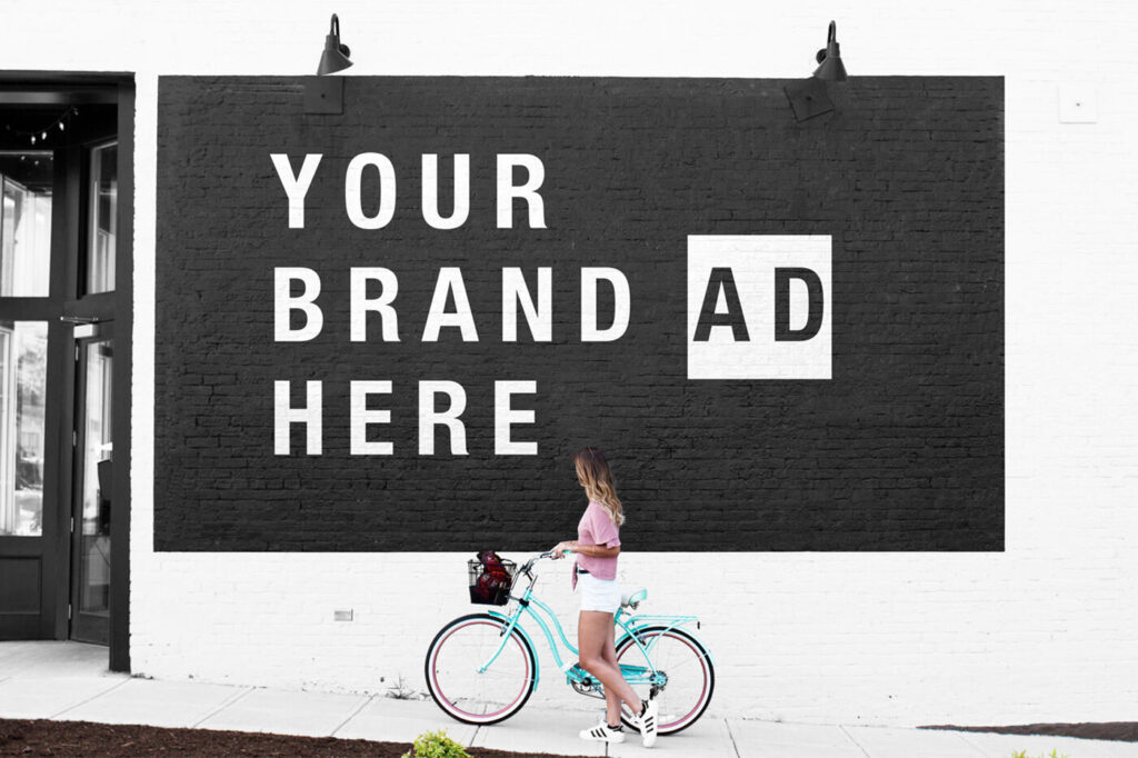 Mural Mockup With a Girl on Bicycle