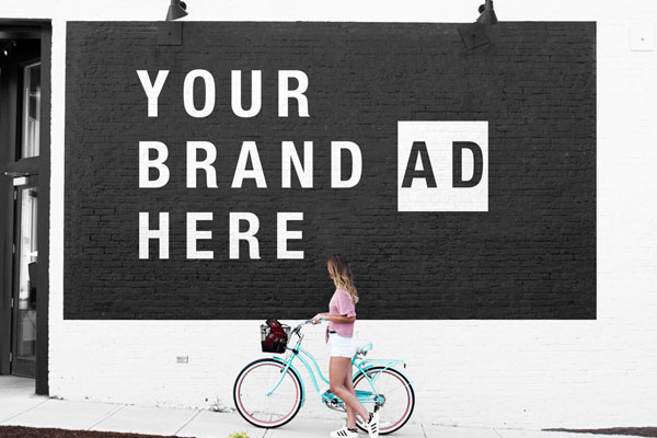 Mural Mockup With a Girl on Bicycle