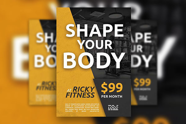 Mustard and Dark Gray Fitness Flyer Template