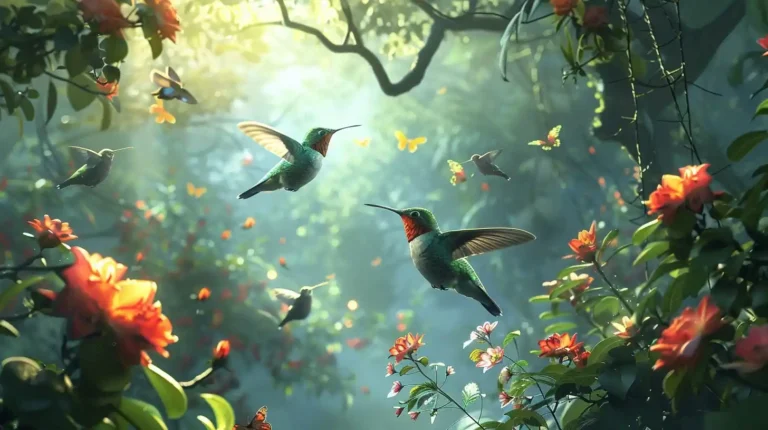 Nature Harmony Hummingbirds Butterflies ai prompt preview