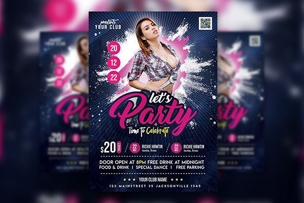 Navy, Pink Modern Nightclub Flyer Template