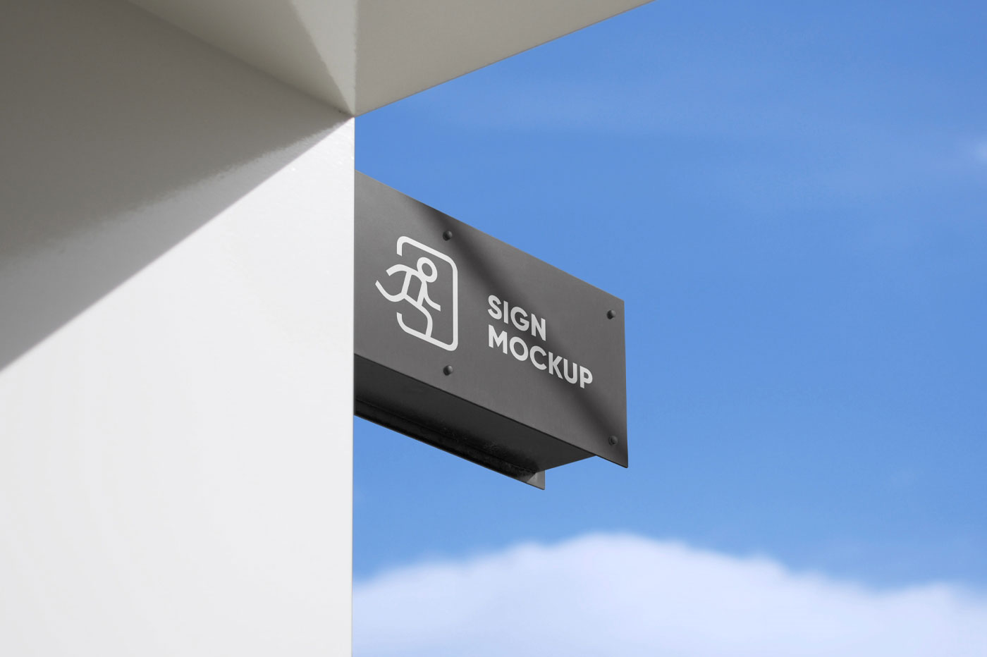 Neat Metallic Signage Mockup on Building FREE PSD