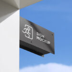 Neat Metallic Signage Mockup on Building
