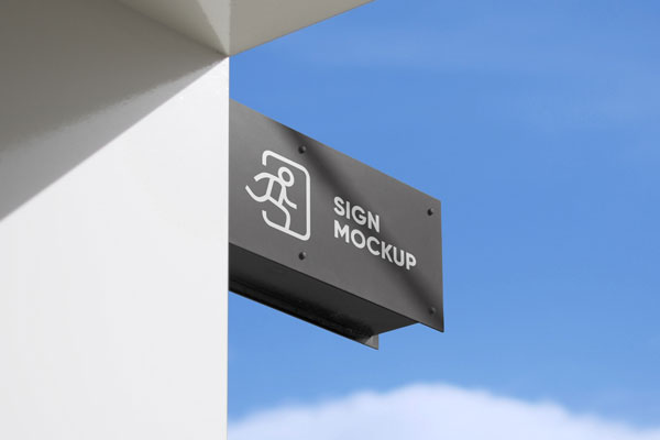 Neat Metallic Signage Mockup on Building