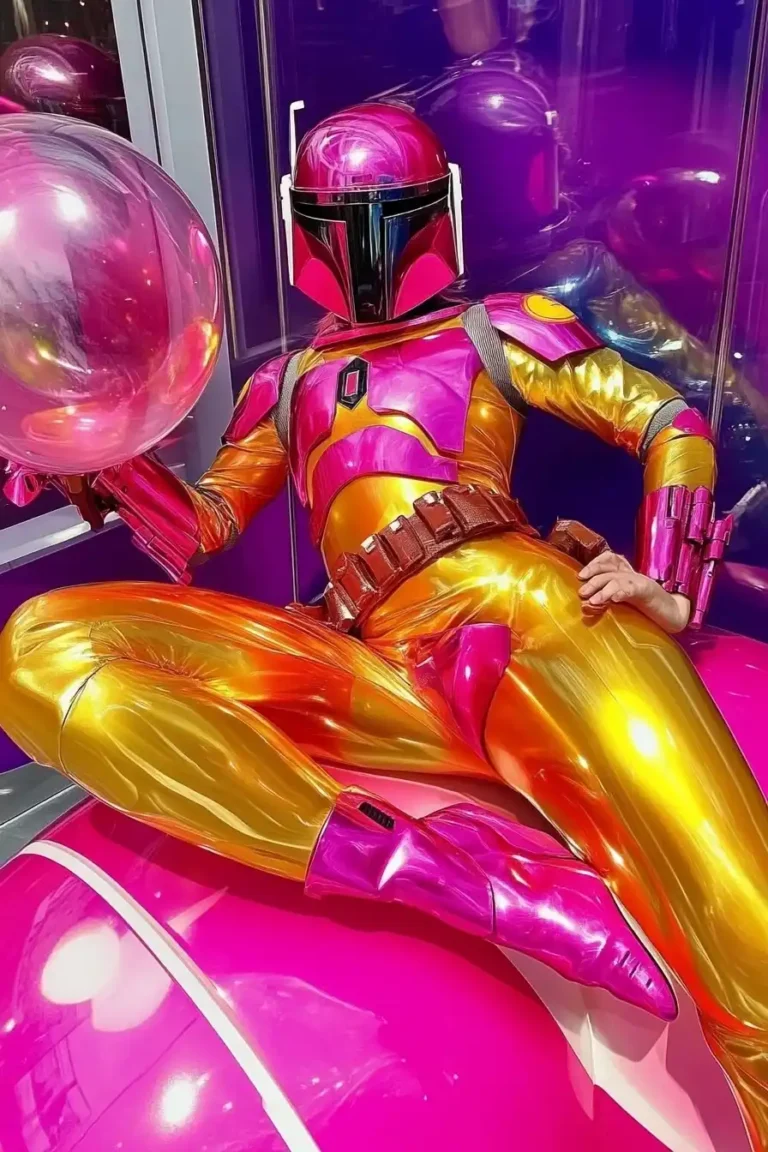 Neon Boba Fett in Space