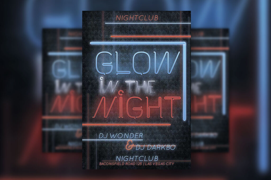 Neon Patterned Nightclub Flyer Template
