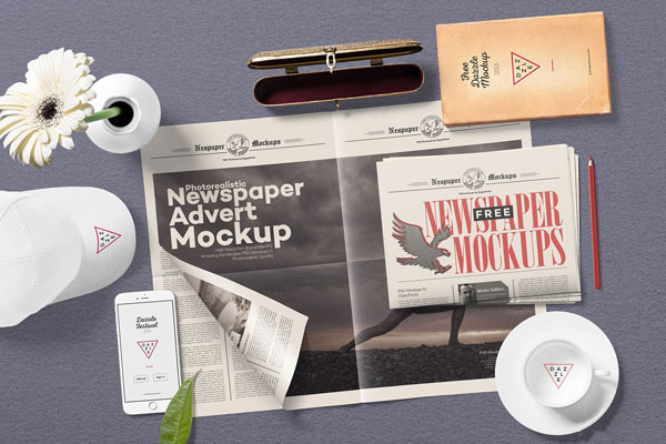 Newspaper in a Vintage Scene Mockup