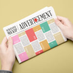 Newspaper Mockup Held by Hands in Perspective