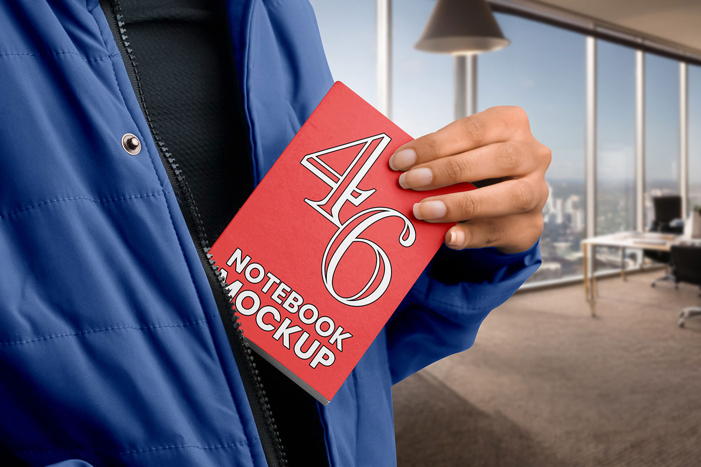 Free Notebook in Hand Mockup PSD Template