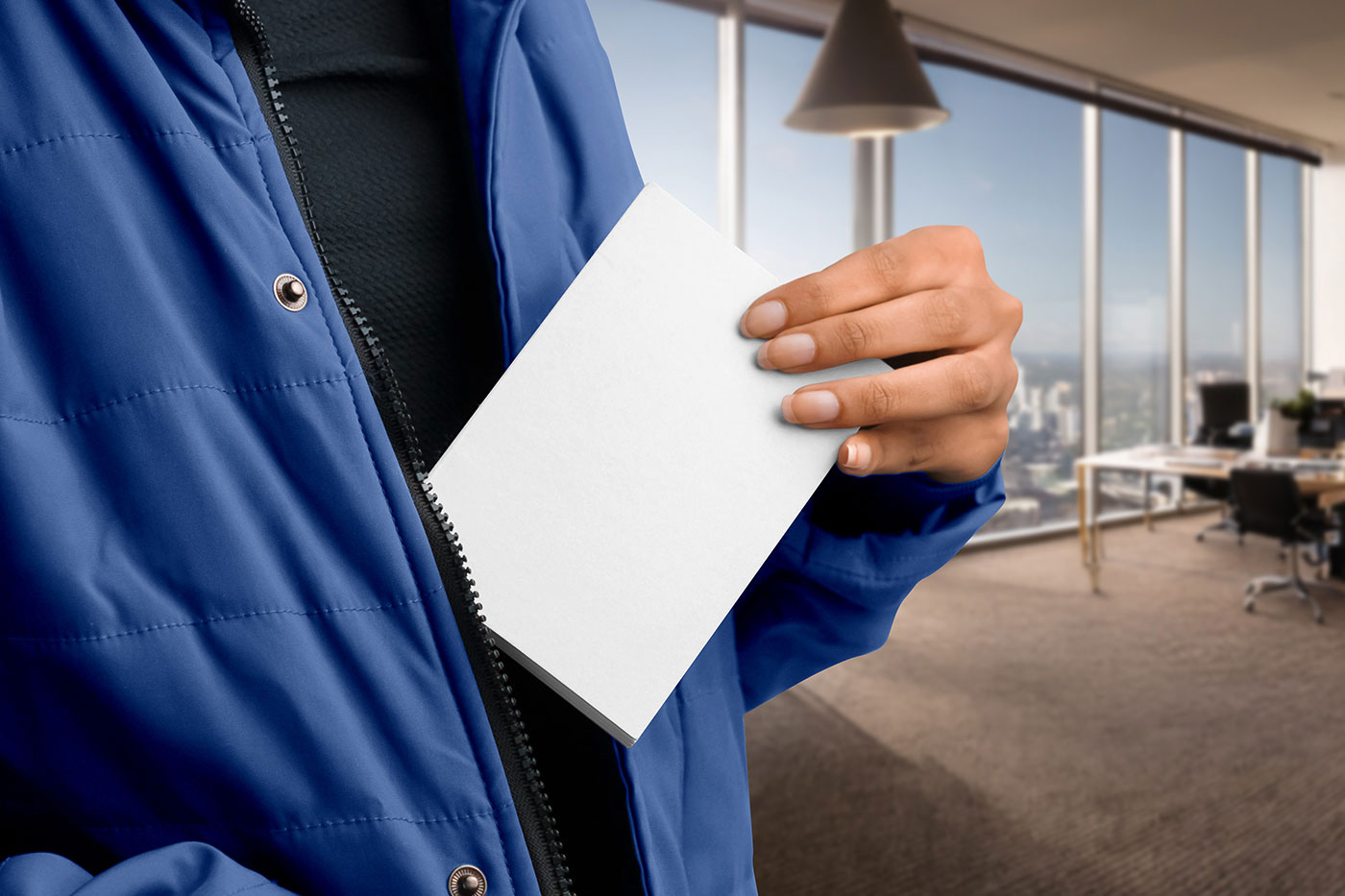 Free Notebook in Hand Mockup PSD Template