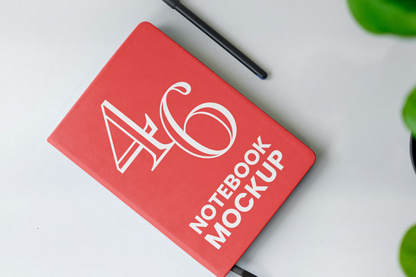 Notebook with Plant Mockup