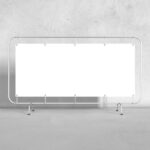 Oblong Banner on a Metal Stand Mockup from a Front View