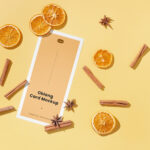 Oblong Card Mockup Featuring Dried Fruit and Cinnamon