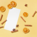 Oblong Card Mockup Featuring Dried Fruit and Cinnamon