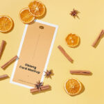 Oblong Card Mockup Featuring Dried Fruit and Cinnamon