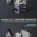 Open and Closed Metallic Zippo Lighter Mockup