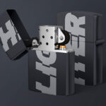 Open and Closed Metallic Zippo Lighter Mockup