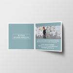 Three Open and Closed Square Bi-Fold Brochure Mockups