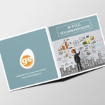 Three Open and Closed Square Bi-Fold Brochure Mockups